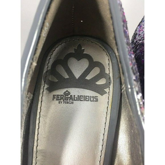 Fergalicious Womens High Heel Pumps Size 6M Silver/Multi-Color Sparkle Glitter - Picture 5 of 10